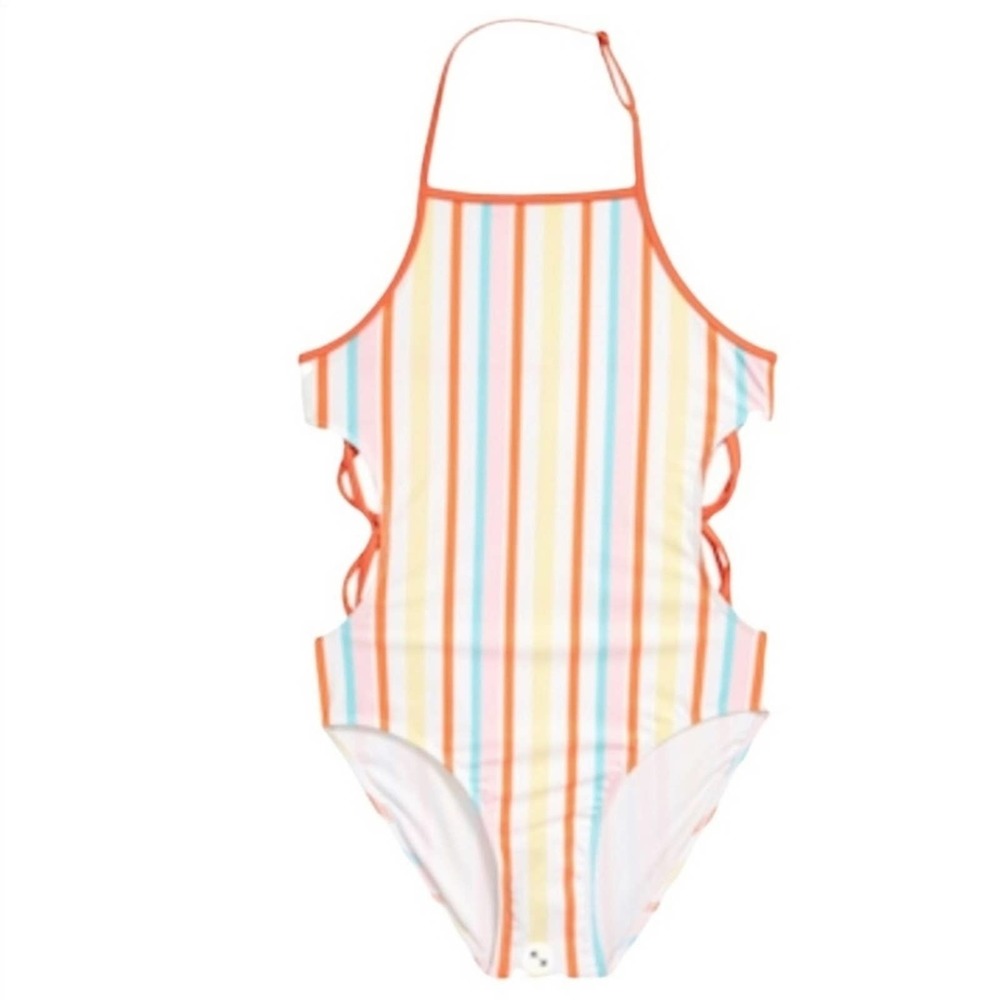 Treasure & Bond Girls Side Cut Out Pinstripe Halter One Piece - NWT